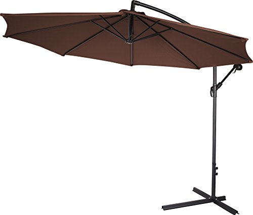 Acrylic Cantilever Offset 10ft Patio Umbrella By Trademark Innovations With Colorguard Fabric brown