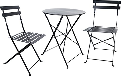 Carlota Furniture Outdoor Bistro Set 3 Piece Features 1 Folding Table And 2 Folding Chairs With Safe Locks No