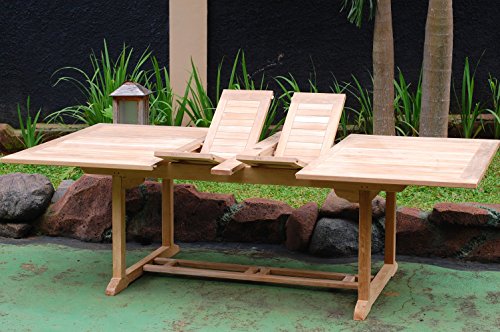 Premium Grade A Teak 118x 40 Rectangular Double Extension Table78 Closed98 w1 leaf upMakes 3 different size tables Seats 14 5 Yr WrtyWorlds Best Outdoor Furniture Chairs Not Incl