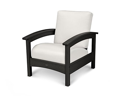 Trex Outdoor Furniture Rockport Club Charcoal Black Arm Chair with Birds Eye Sunbrella Cushion