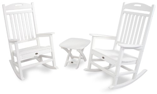 Trex Outdoor Furniture Txs121-1-cw Yacht Club 3-piece Rocker Chair Set Classic White