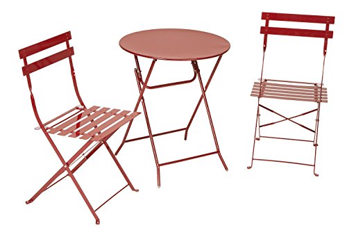 Cosco 3-piece Folding Bistro-style Patio Table And Chairs Set Red