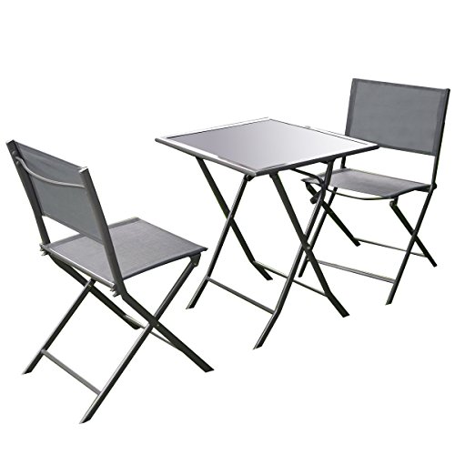 Giantex 3 Pcs Bistro Set Garden Backyard Table Chairs Outdoor Patio Furniture Folding