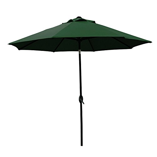 ABO Gear 9 Ft Outdoor Table Aluminum Patio Umbrella with Auto Tilt and Crank 8 Ribs Polyester Green