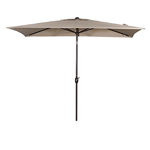 Abba Patio 66 By 98-feet Rectangular Market Outdoor Table Patio Umbrella With Push Button Tilt And Crank Beige