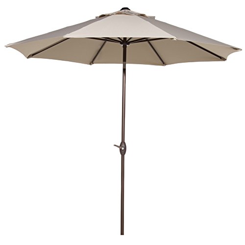 Abba Patio 9 Ft Outdoor Table Aluminum Patio Umbrella With Auto Tilt And Crank, Alu. 8 Ribs, Beige