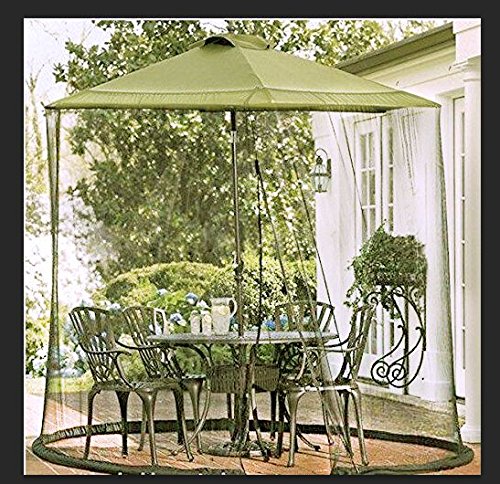 Agfbric Mosquito Net Canopy Patio Table Umbrella Outdoor Yard Garden Deck Gazebo Porch Military green 9ft Dia