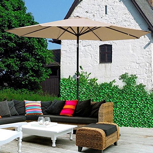 Sol Maya 9 Ft Market Outdoor Aluminum Table Patio Umbrella With Push Button Tilt And Crank (beige)