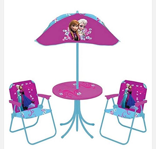 Walt Disney Frozen Elsa Anna Patio Table Umbrella Folding Chairs Snack Playroom indoor outdoor