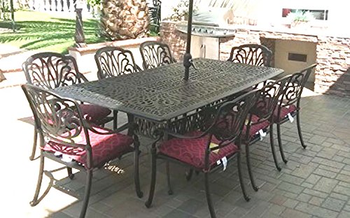 Cast Aluminum Outdoor Furniture Elisabeth 9pc Patio Dining Set with 44x84 Rectangle Table