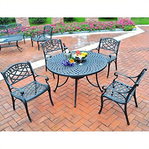 Crosley Furniture Sedona 42-inch Five Piece Cast Aluminum Outdoor Dining Set With Arm Chairs In Black Finish