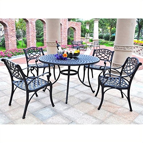 Crosley Furniture Sedona 48-inch Five Piece Cast Aluminum Outdoor Dining Set With Arm Chairs In Black Finish