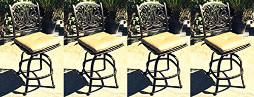 Patio Bar Stools Swivel Set of 4 Armless Elisabeth Cast Aluminum Outdoor Furniture