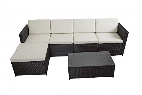 6 Pcs Outdoor Patio Sofa Set Sectional Furniture Pe Wicker Rattan Deck Couch