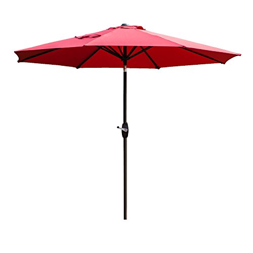 Westin Outdoor Aluminum Patio Table Umbrella with Push Button Tilt Crank Red
