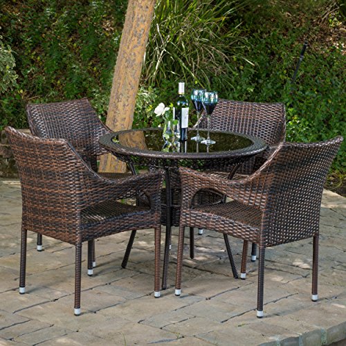 Del Mar Outdoor Multibrown Wicker 5pc Dining Set