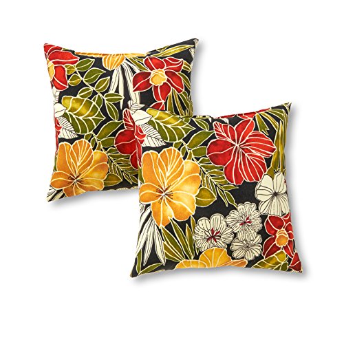 Greendale Home Fashions Indooroutdoor Accent Pillows Aloha Black Set Of 2