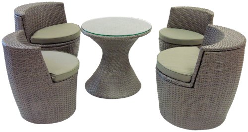 Legacy Commercial Stackable 5-Piece Outdoor Set in Gray Woven Rattan