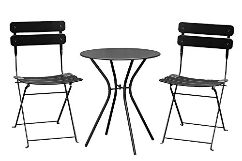 Living Express Outdoor 3 Piece Bistro Set of Table And 2 ChairsDining SetBlack
