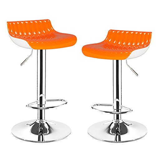 New Design Joveco Stylish Colorful Modern Swivel Adjustable Acrylic Bar Stool Indoor or Outdoor Set of 2 Orange