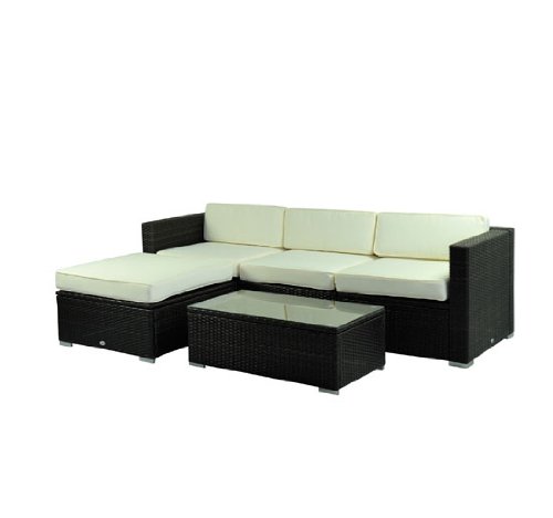 Outsunny 5-Piece Deluxe Outdoor Patio PE Rattan Wicker Sofa Chaise Lounge Furniture Set