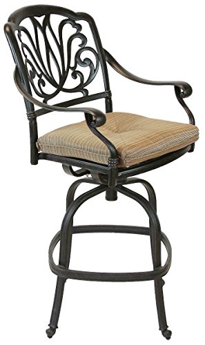 Elizabeth Cast Aluminum Powder Coated 6pc Outdoor Patio Swivel Bar Stools - Antique Bronze