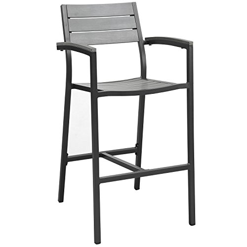 Modern Urban Contemporary Outdoor Patio Bar Stool Brown Grey Steel