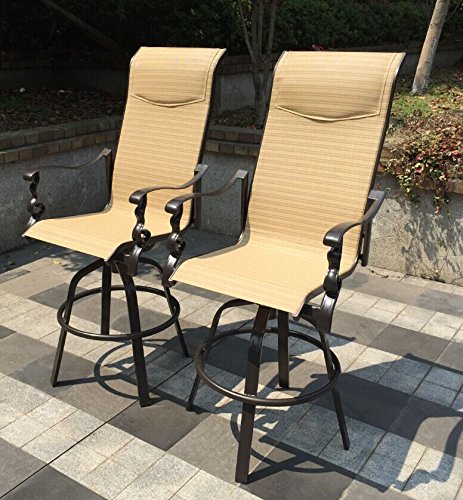 Set Of 2 Aluminum Patio Swivel Bar Height Stools