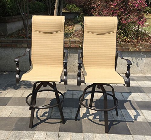 Set Of 2 Cast Aluminum Patio Bar Stools