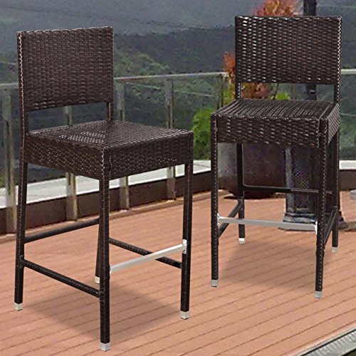 Strong Camel Dark Coffee Wicker Barstool Indoor Outdoor Patio Furniture All Weather Bar Stool--2 pcs
