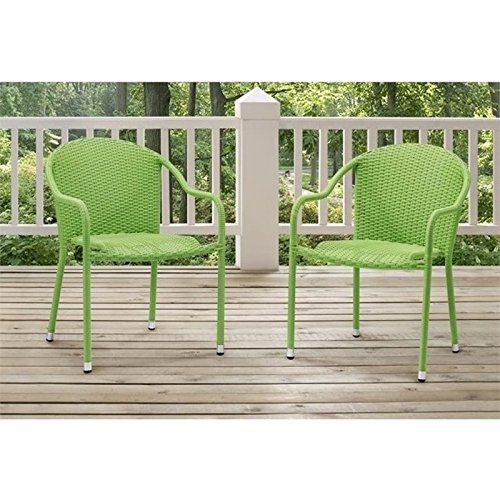 Bowery Hill Wicker Patio Chair in Green Set of 2