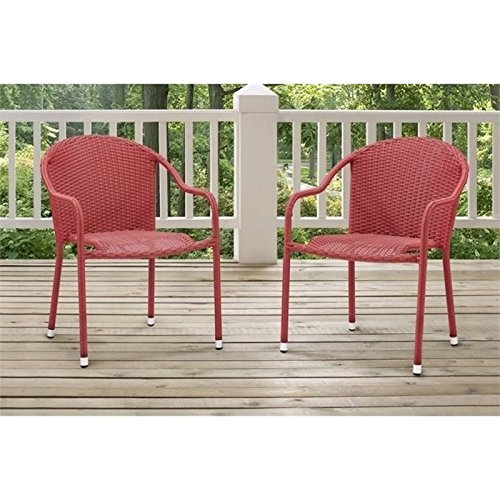Bowery Hill Wicker Patio Chair in Red Set of 2