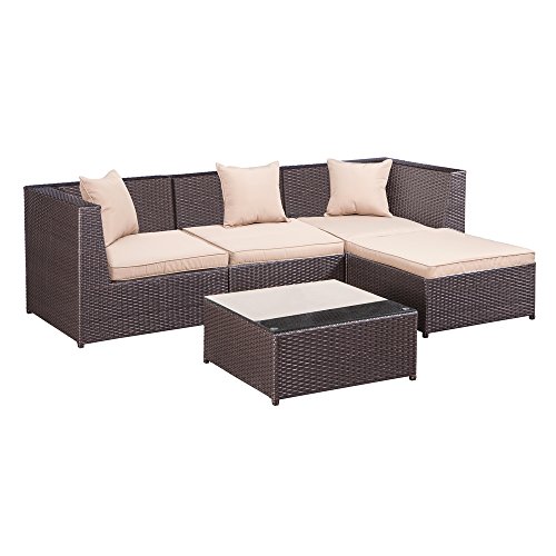 Palm Springs Outdoor 5 Pc Furniture Wicker Patio Set W Chairs Tableamp Cushions