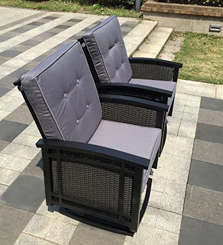 Set Of 2 Swivel Aluminum Wicker Patio Chairs With Cushions
