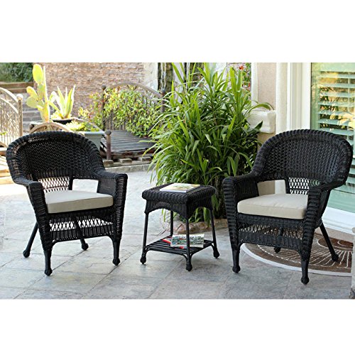 3-Piece Resin Wicker Patio Chair End Table Set by Jeco