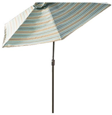 Agio International Azb00205k23 Sommerset Mixed Media Patio Collection Market Umbrella Blue Green Beige Stripe Polyes Patio Umbrellas Shades