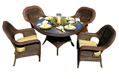 Tortuga Outdoor Garden Patio Lexington 5-Piece Dining Set 4 dining chairs 1 large dining table - Java