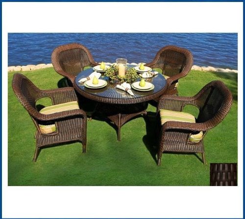 Tortuga Outdoor Garden Patio Lexington 5-Piece Dining Set 4 dining chairs 1 large dining table - Tortoise