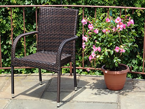 Patio Resin Outdoor Wicker Arm Chair Garden Sunroom Deck Balcony Furniture Dark Brown Color