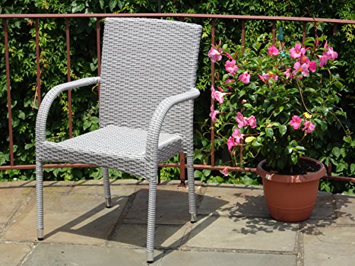 Patio Resin Outdoor Wicker Side Arm Chair Garden Sunroom Deck Balcony Furniture Gray Color