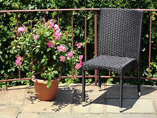 Patio Resin Outdoor Wicker Side Chair Garden Sunroom Deck Balcony Furniture Black Color