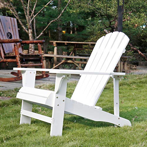 SFYLODS White Outdoor Painted Wood Fashion Adirondack ChairMuskoka Chairs Patio Deck Garden Furniture