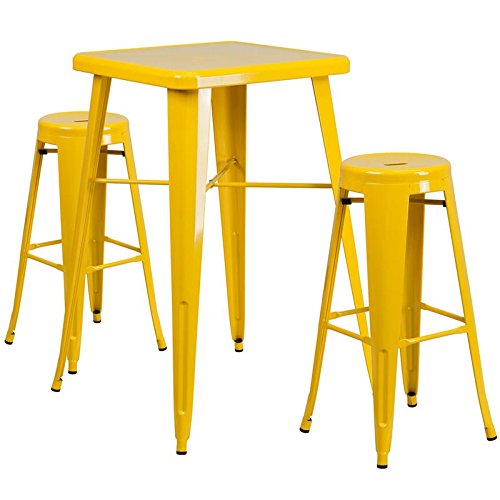 Indoor-Outdoor Table Set Backless Yellow