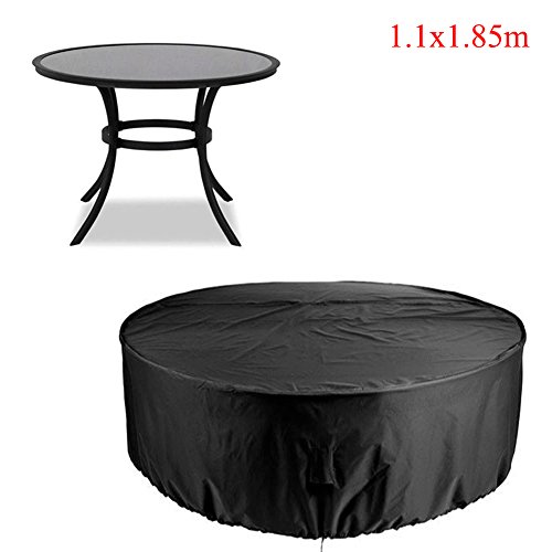 Bluecookies Round Patio Table Chair Set Cover Water Resistance Outdoor Furniture Cover Black 72