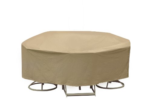 Protective Covers Weatherproof Patio Table and Chair Set Cover 48 Inch x 54 Inch Round Bar Table Tan