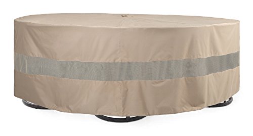 SunPatio Round Veranda Patio Table Chair Set Cover Extremely Lightweight Water Resistant Eco-Friendly Helpful Air Vents Dia96 x 30H