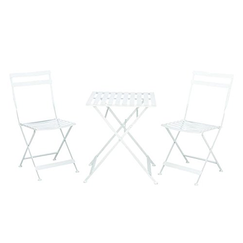 Benzara 27174 Chic Metal White Bistro Patio Furniture Set of 3