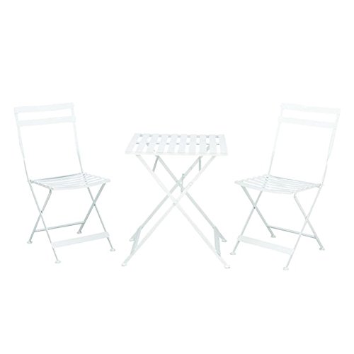 Benzara 27174 Chic Metal White Bistro Patio Furniture Set of 3