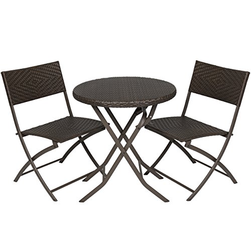 Best Choice Products 3pc Rattan Patio Bistro Set Hand Woven Furniture