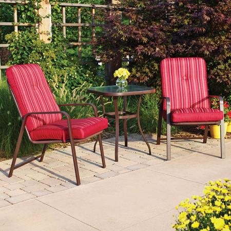 Mainstays Lawson Ridge 3-piece Outdoor Patio Bistro Furniture Set Seats 2 red